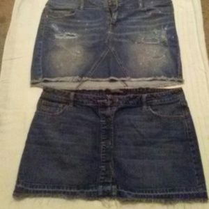 2 pairs of London jean ladies mini skirts